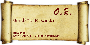 Ormós Rikarda névjegykártya